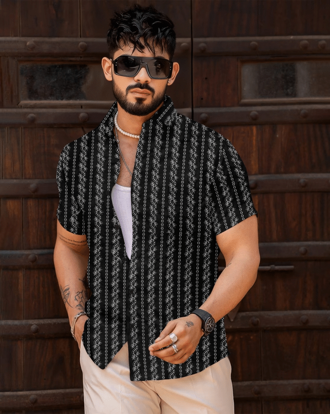 D&B 100% Cotton Regular Fit Printed Half Sleeves Men's Casual Shirt - Black ( Pack of 1 ) D&B 100% Cotton Regular Fit Printed Half Sleeves Men's Casual Shirt - Black ( Pack of 1 )