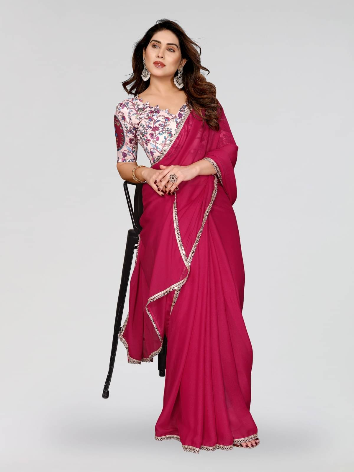 DIKONA DESIGNER Zimmy Choo Solid Maheshwari Saree With Unstitched Blouse Piece ( Pink ) DIKONA DESIGNER Zimmy Choo Solid Maheshwari Saree With Unstitched Blouse Piece ( Pink )