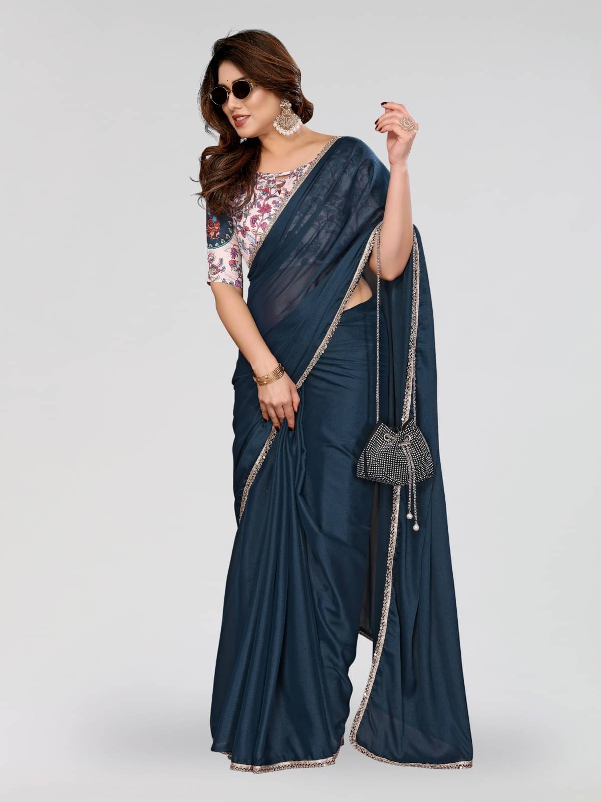     			DIKONA DESIGNER Zimmy Choo Solid Maheshwari Saree With Unstitched Blouse Piece ( Teal )