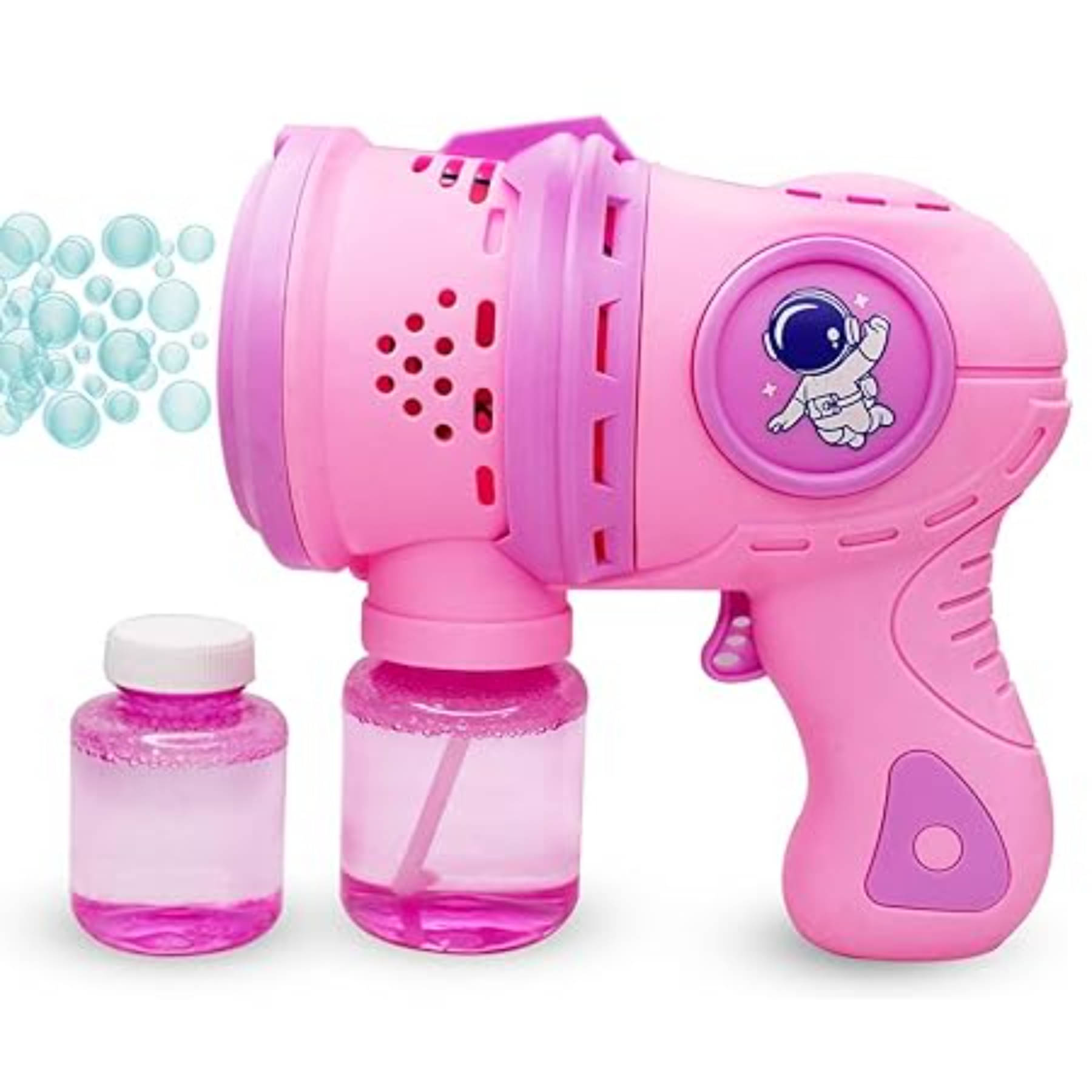 Esnapy Rechargeable Bubble Machine with LED Lights 2 Bubble Solution Bottles USB Cable Automatic Bubble Gun Toy for Kids Above 4 Years and Above Esnapy Rechargeable Bubble Machine with LED Lights 2 Bubble Solution Bottles USB Cable Automatic Bubble Gun Toy for Kids Above 4 Years and Above