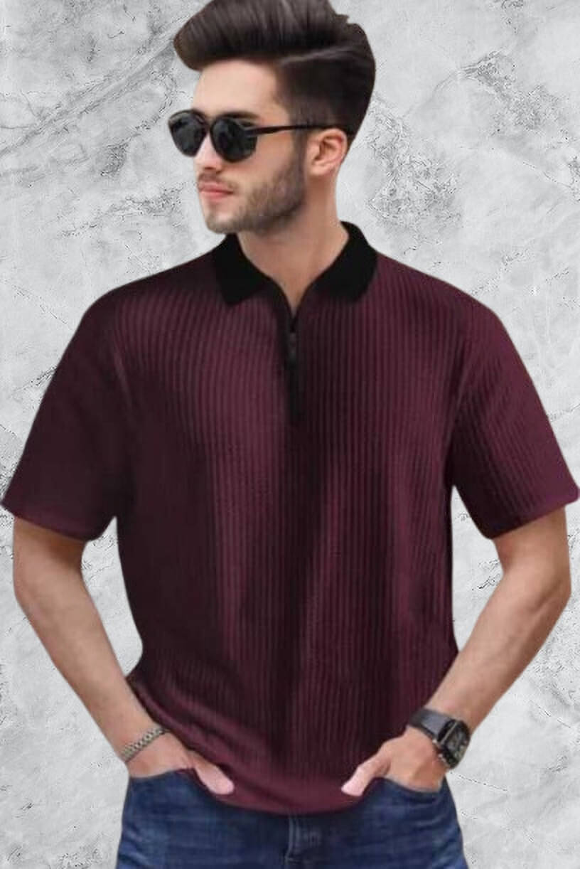 Hoodler Men Cotton Blend Regular Fit Solid Polo T Shirt ( Maroon ) Hoodler Men Cotton Blend Regular Fit Solid Polo T Shirt ( Maroon )