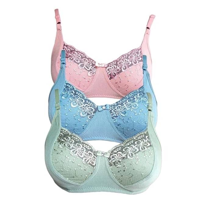 Ishant Pack of 3 Cotton Non Padded Everyday Bra For Women ( Blue,Green,Pink ) Ishant Pack of 3 Cotton Non Padded Everyday Bra For Women ( Blue,Green,Pink )