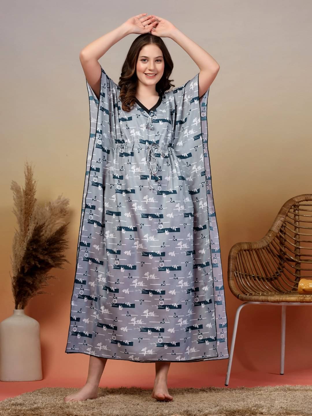 Klotthe Grey Cotton Blend Women's Nightwear Nighty & Night Gowns ( Pack of 1 ) Klotthe Grey Cotton Blend Women's Nightwear Nighty & Night Gowns ( Pack of 1 )