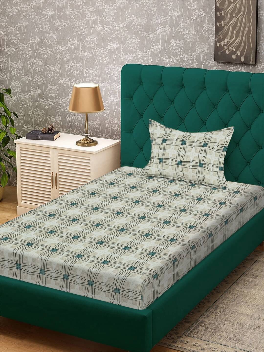 Klotthe Poly Cotton 1 Single Bedsheet with 1 Pillow Cover ( Green ) Klotthe Poly Cotton 1 Single Bedsheet with 1 Pillow Cover ( Green )