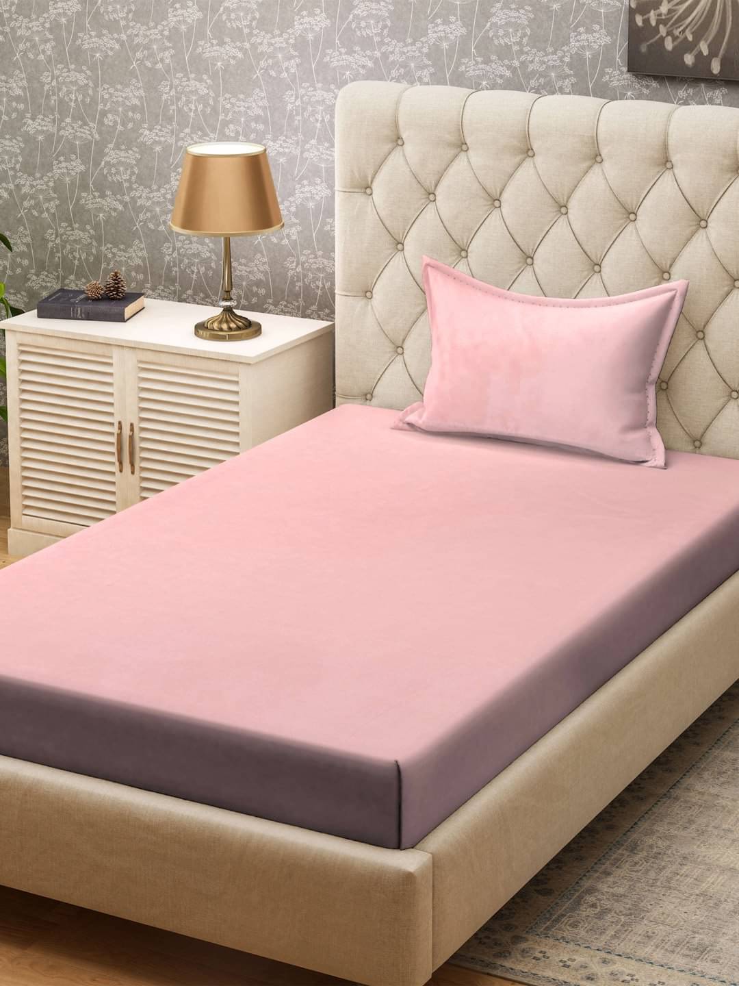 Klotthe Poly Cotton 1 Single Bedsheet with 1 Pillow Cover ( Pink ) Klotthe Poly Cotton 1 Single Bedsheet with 1 Pillow Cover ( Pink )