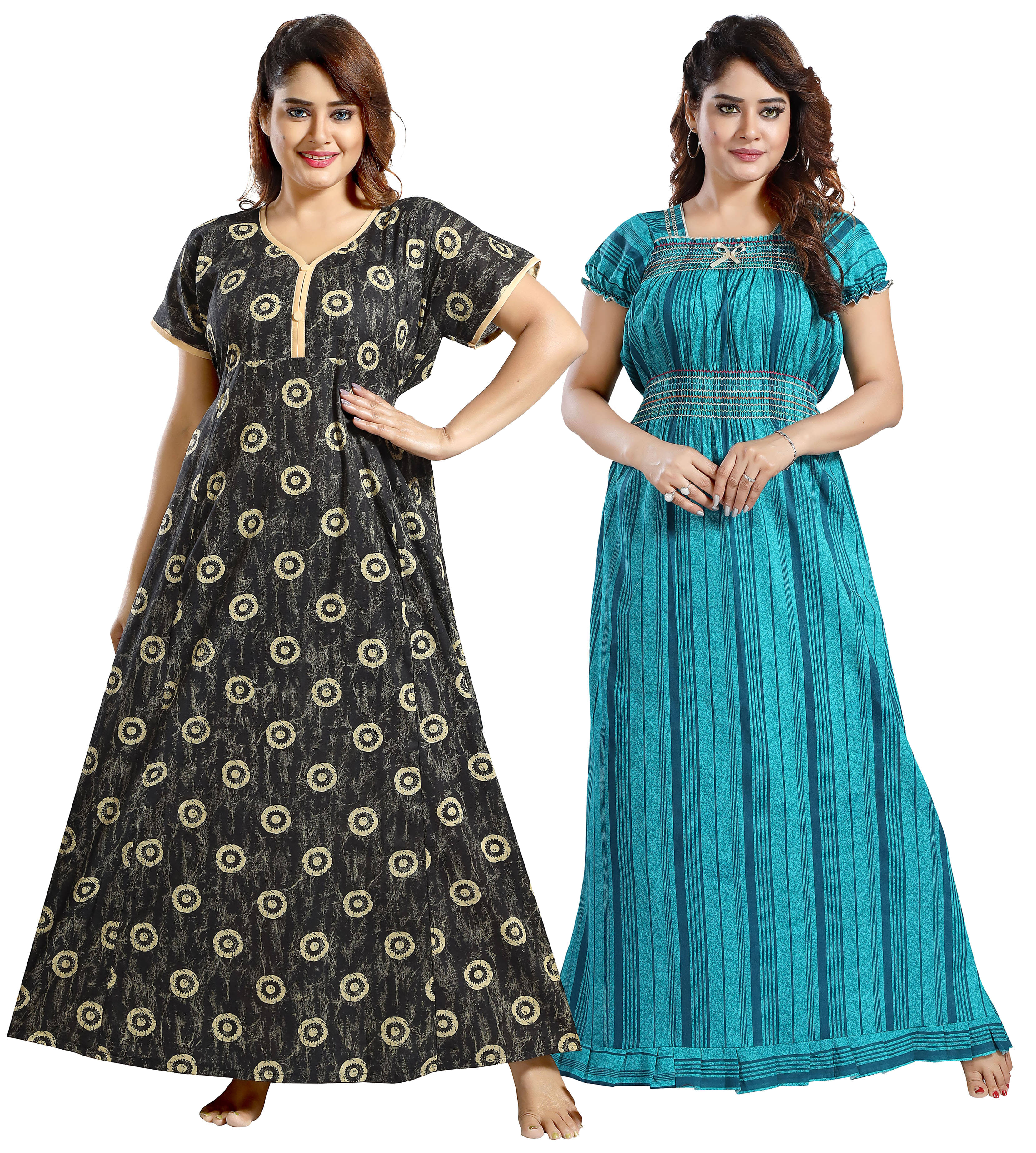 Mallinath Multicolor Cotton Women's Nightwear Nighty & Night Gowns ( Pack of 2 ) Mallinath Multicolor Cotton Women's Nightwear Nighty & Night Gowns ( Pack of 2 )