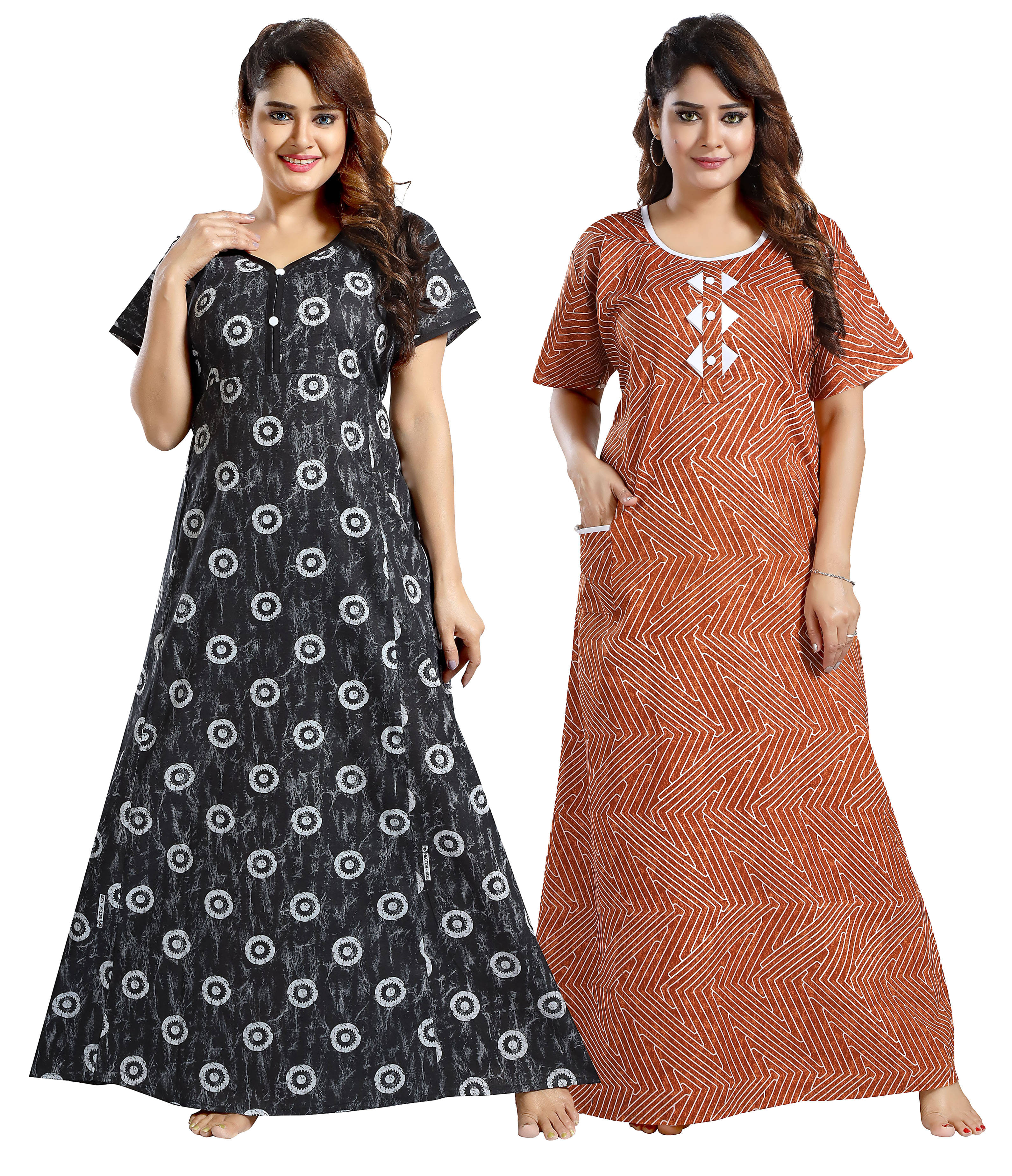 Mallinath Multicolor Cotton Women's Nightwear Nighty & Night Gowns ( Pack of 2 ) Mallinath Multicolor Cotton Women's Nightwear Nighty & Night Gowns ( Pack of 2 )