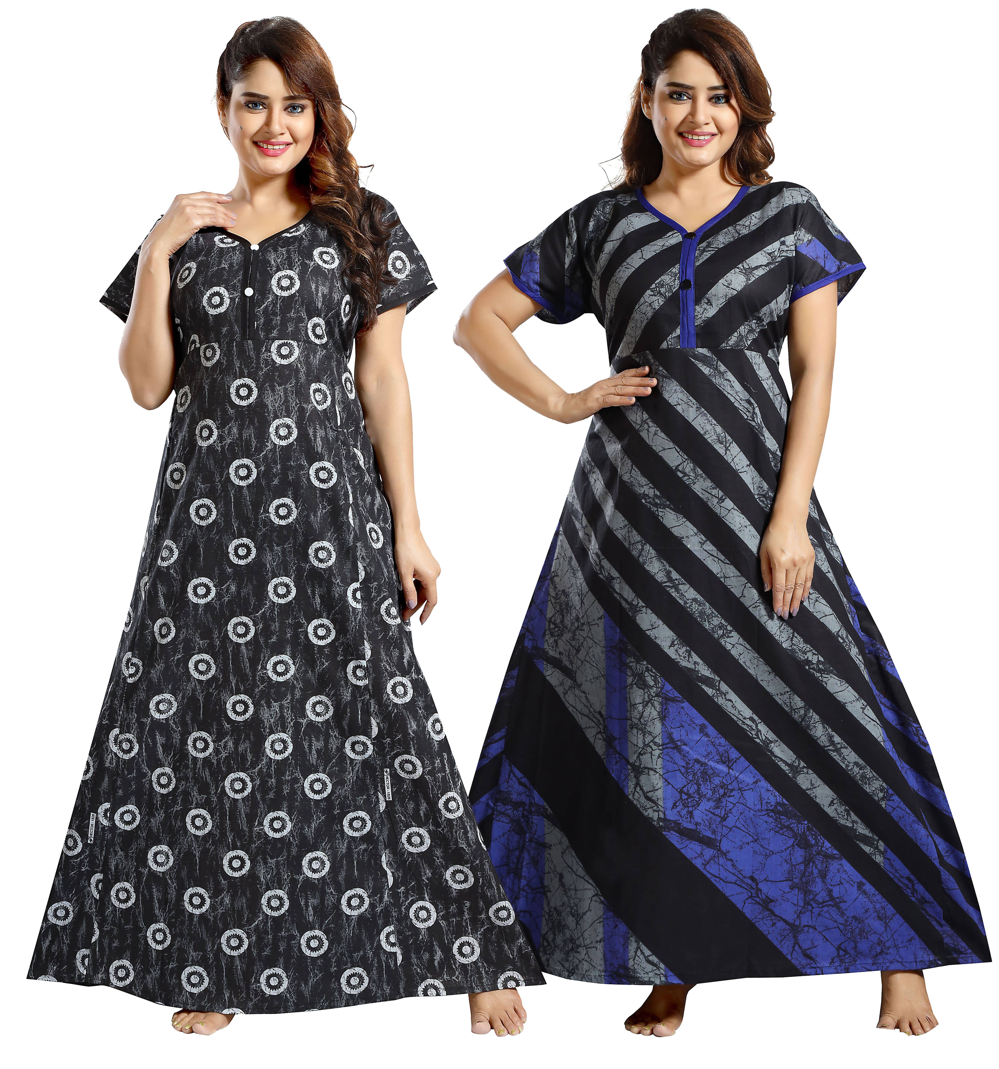 Mallinath Multicolor Cotton Women's Nightwear Nighty & Night Gowns ( Pack of 2 ) Mallinath Multicolor Cotton Women's Nightwear Nighty & Night Gowns ( Pack of 2 )
