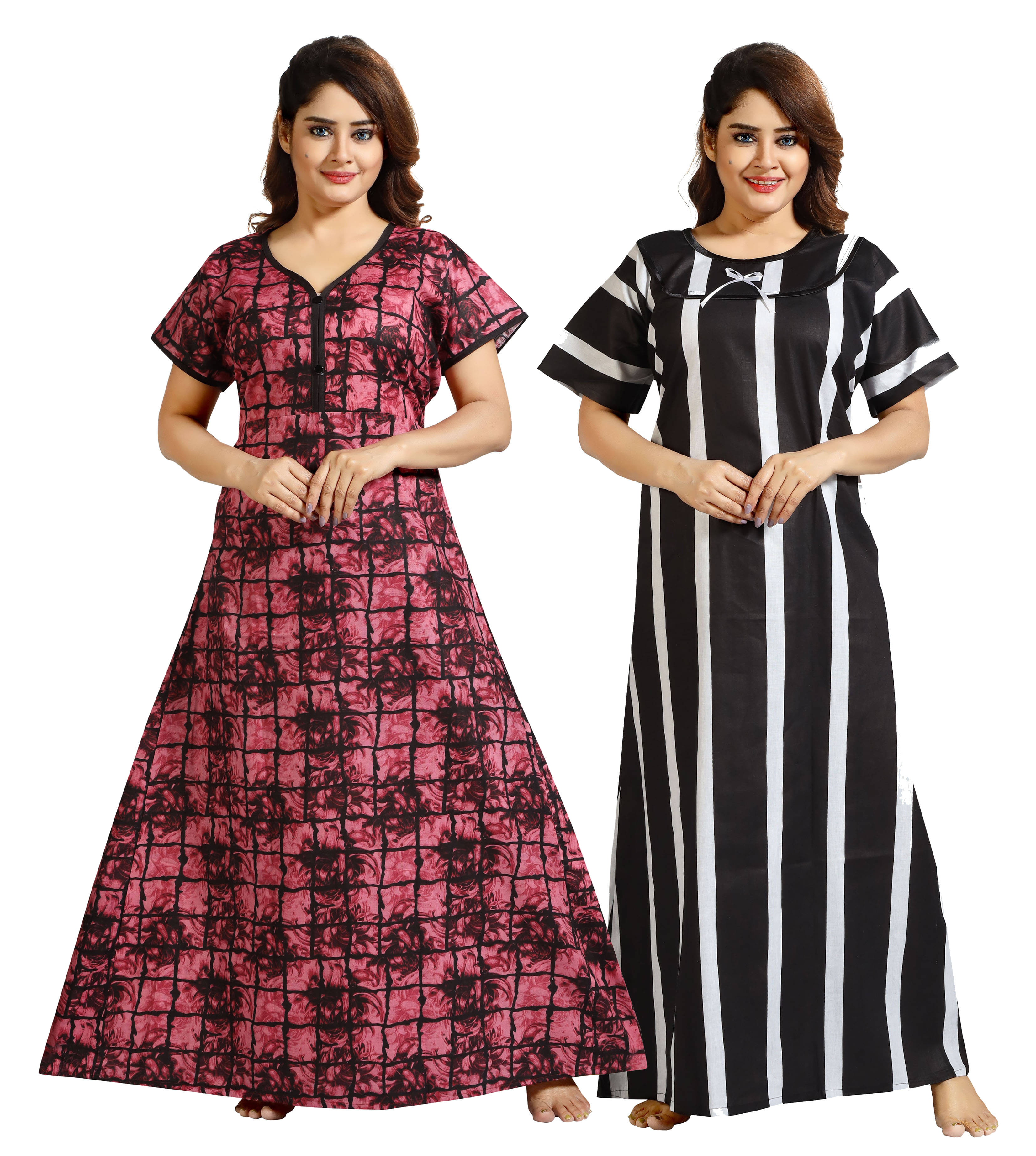 Mallinath Multicolor Cotton Women's Nightwear Nighty & Night Gowns ( Pack of 2 ) Mallinath Multicolor Cotton Women's Nightwear Nighty & Night Gowns ( Pack of 2 )