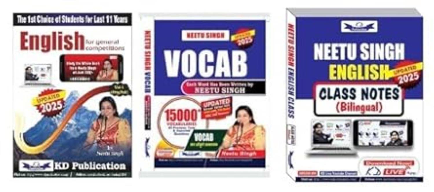     			NEETU SINGH NEW EDITION 2025-26 ENGLISH VOL-1 (in english language) + VOCAB (in english language) + CLASS NOTES (Bilingual) 3 BOOKS SET