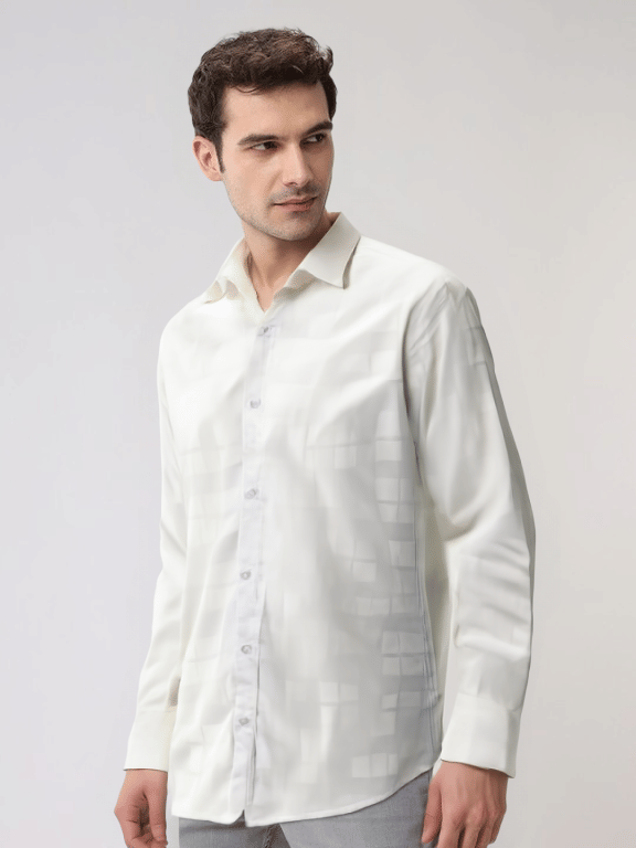 NEW-18 Cotton Blend Regular Fit Checks Full Sleeves Men's Casual Shirt - White ( Pack of 1 ) NEW-18 Cotton Blend Regular Fit Checks Full Sleeves Men's Casual Shirt - White ( Pack of 1 )