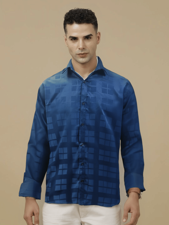     			NEW-18 Cotton Blend Regular Fit Checks Full Sleeves Men's Casual Shirt - Navy ( Pack of 1 )