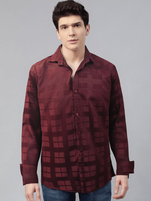 NEW-18 Cotton Blend Regular Fit Checks Full Sleeves Men's Casual Shirt - Maroon ( Pack of 1 ) NEW-18 Cotton Blend Regular Fit Checks Full Sleeves Men's Casual Shirt - Maroon ( Pack of 1 )