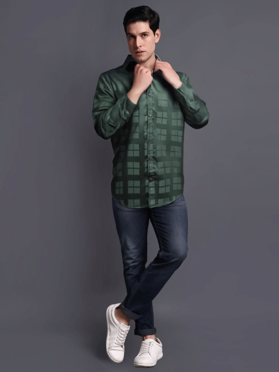NEW-18 Cotton Blend Regular Fit Checks Full Sleeves Men's Casual Shirt - Green ( Pack of 1 ) NEW-18 Cotton Blend Regular Fit Checks Full Sleeves Men's Casual Shirt - Green ( Pack of 1 )