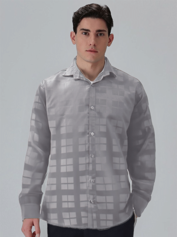     			NEW-18 Cotton Blend Regular Fit Checks Full Sleeves Men's Casual Shirt - Grey ( Pack of 1 )