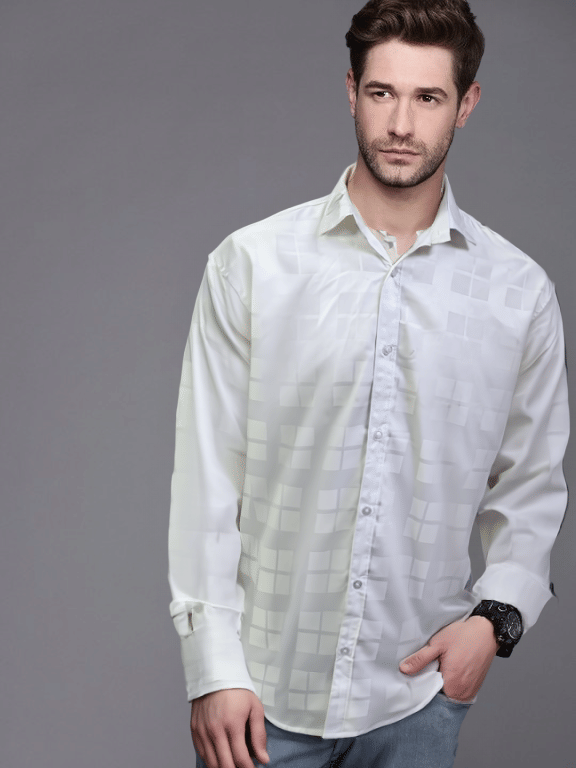     			NEW-18 Cotton Blend Regular Fit Checks Full Sleeves Men's Casual Shirt - White ( Pack of 1 )