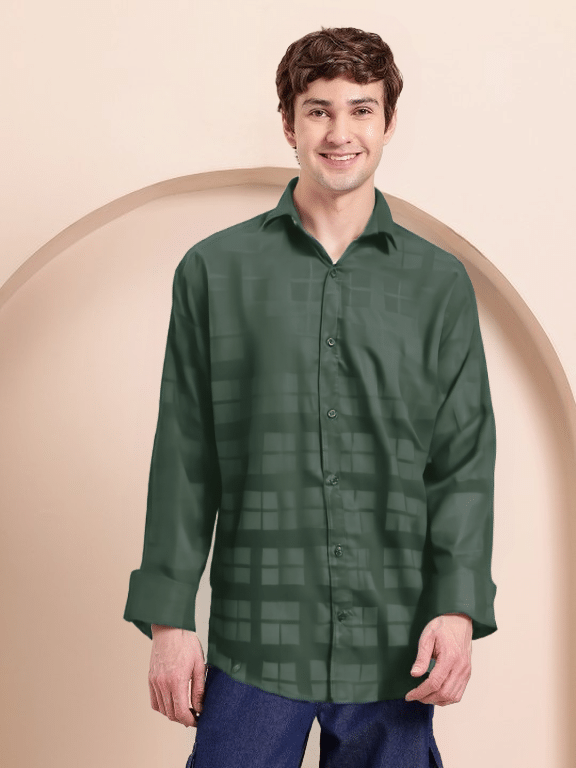     			NEW-18 Cotton Blend Regular Fit Checks Full Sleeves Men's Casual Shirt - Green ( Pack of 1 )