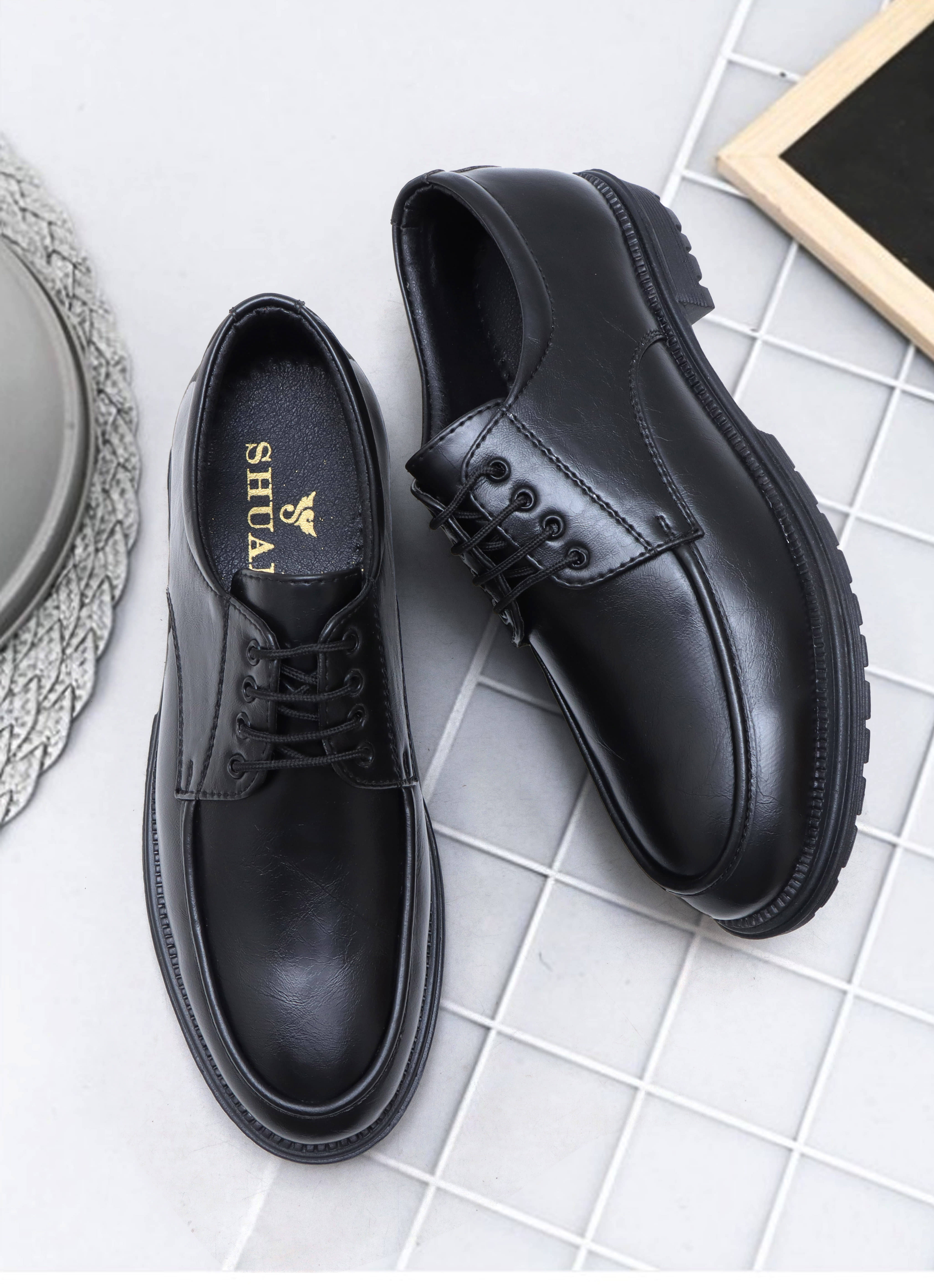 SHUAN Black Men's Derby Formal Shoes - Formal Shoes | Buy online on ZillyBuy