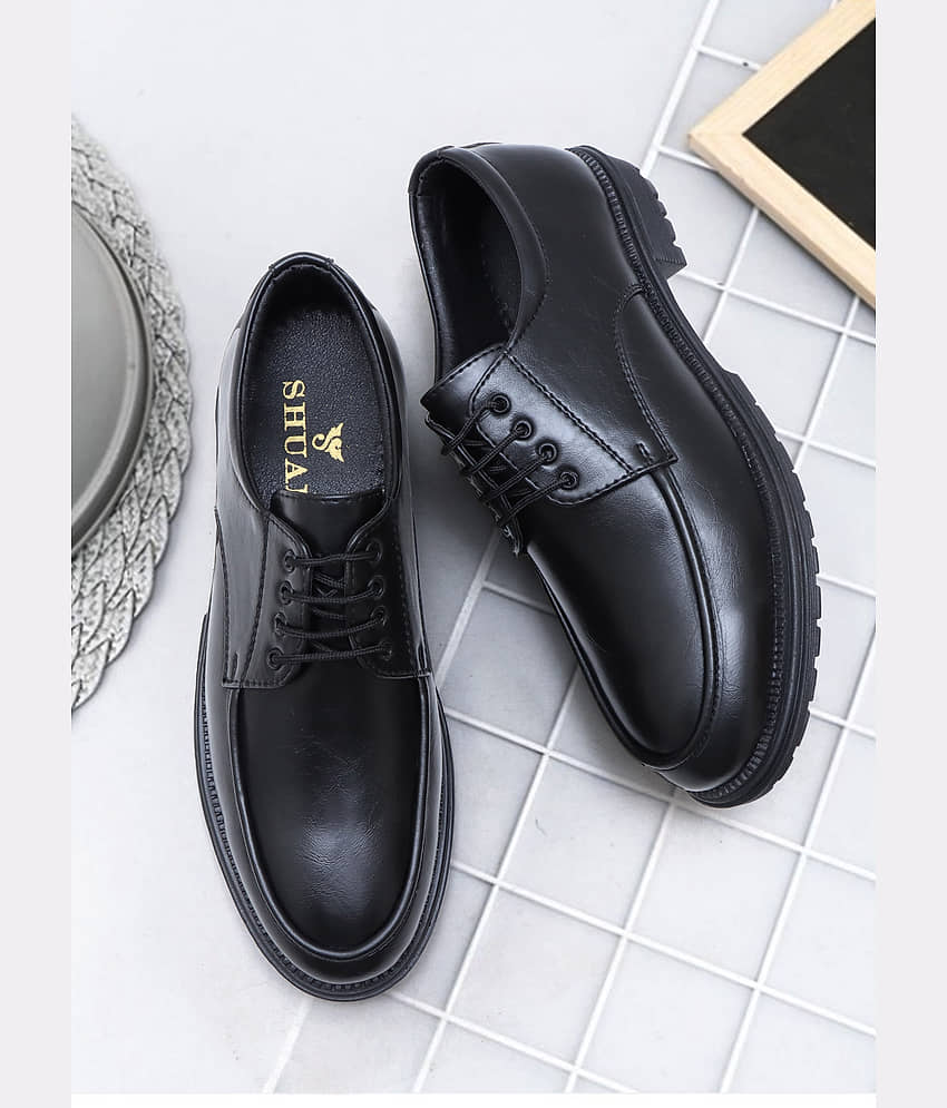 SHUAN Black Men's Derby Formal Shoes - Formal Shoes | Buy online on ZillyBuy