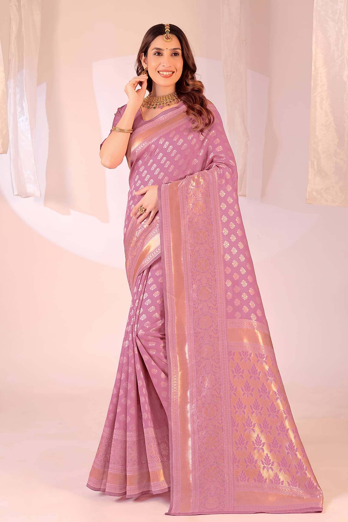 Samai Art Silk Woven Saree With Unstitched Blouse Piece ( Pink ) Samai Art Silk Woven Saree With Unstitched Blouse Piece ( Pink )