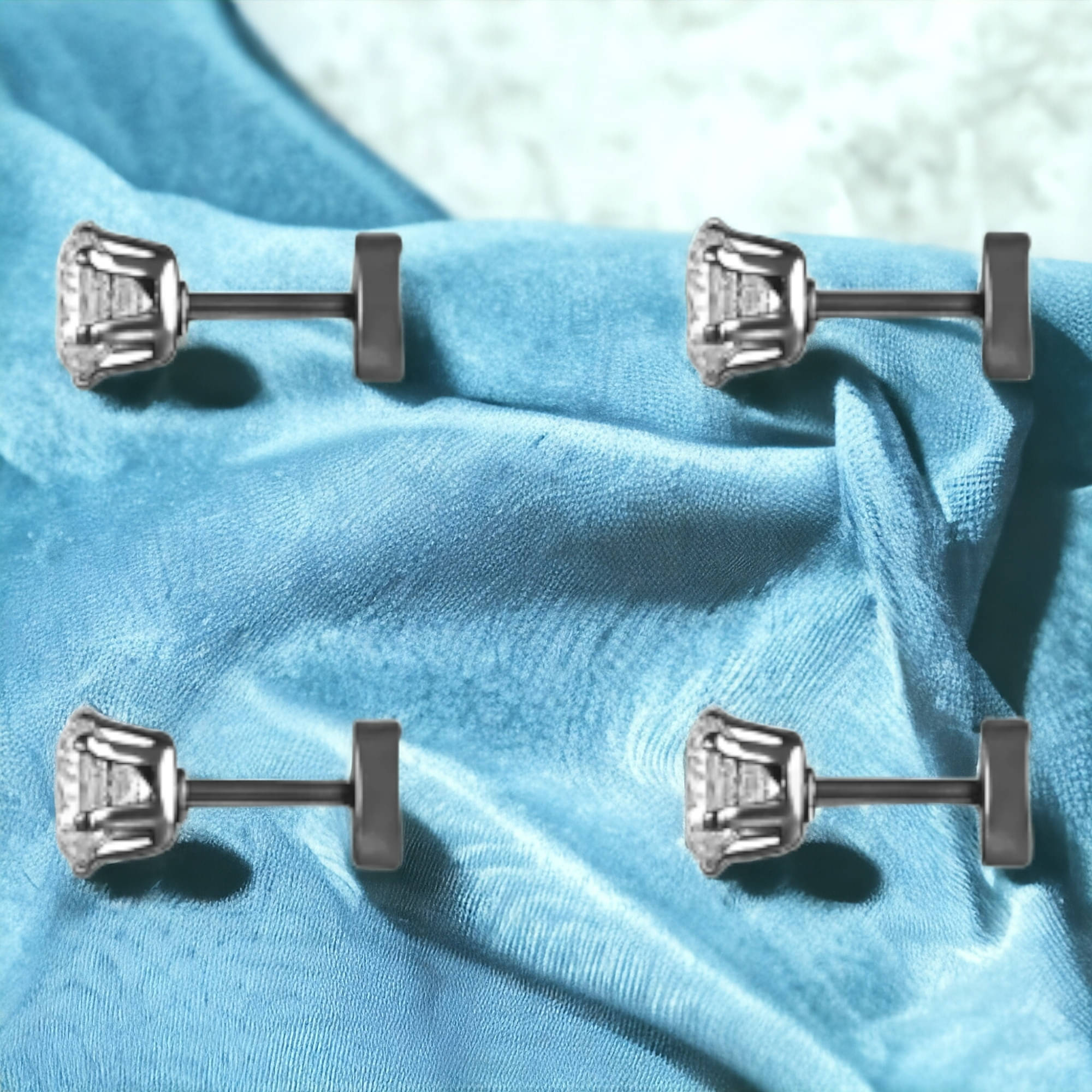     			Shree Ju Black Stud Earrings ( Pack of 2 )