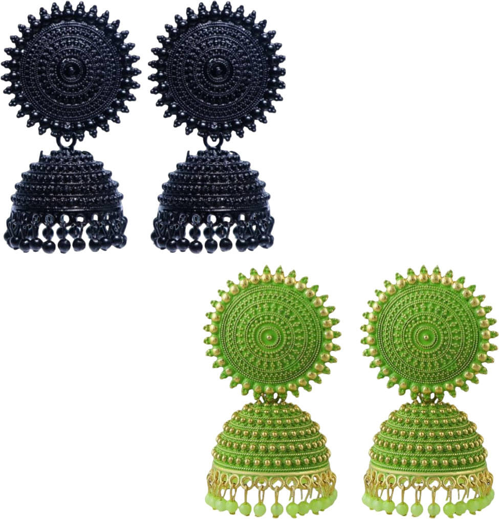     			Shree Ju Multicolor Jhumki Earrings ( Pack of 2 )