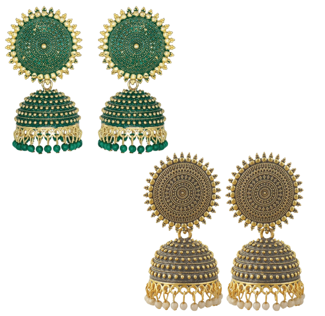     			Shree Ju Multicolor Jhumki Earrings ( Pack of 2 )