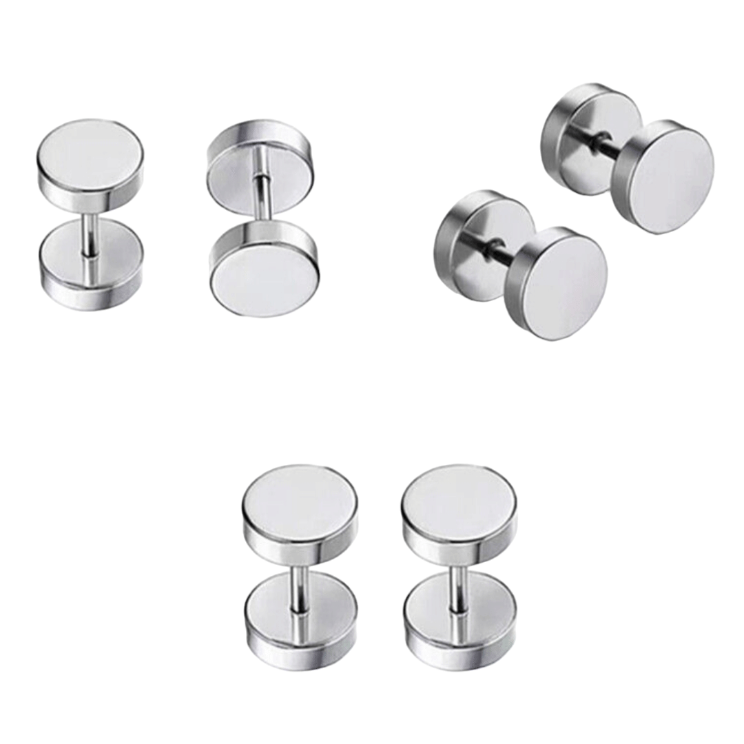     			Shree Ju Silver Stud Earrings ( Pack of 3 )