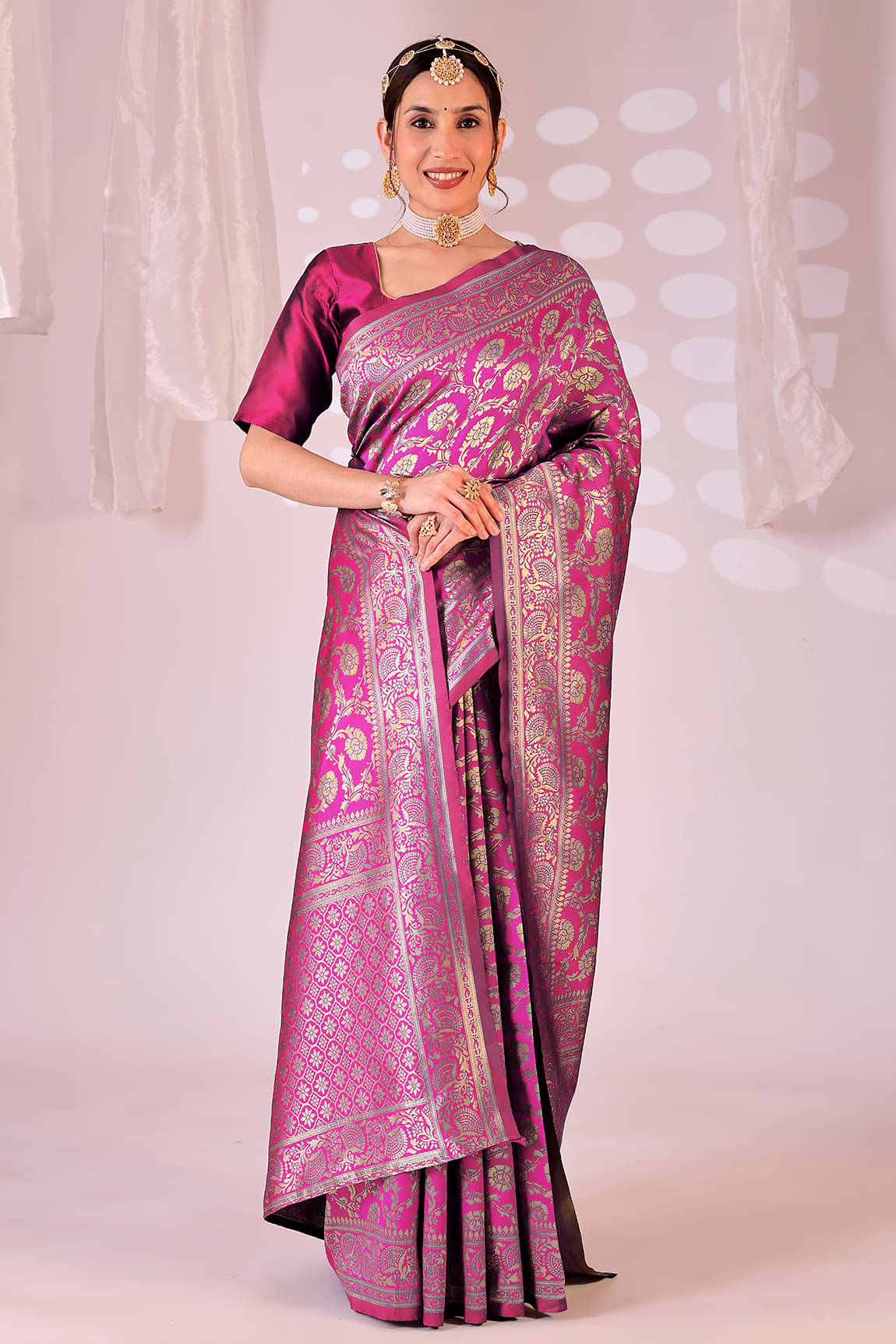     			Suntex Art Silk Solid Saree With Unstitched Blouse Piece ( Pink )