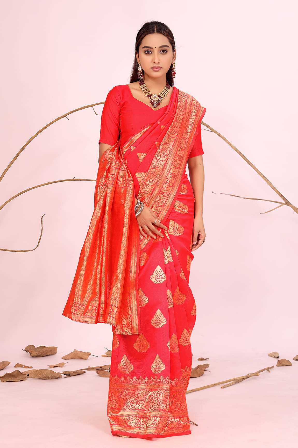     			Suntex Art Silk Solid Saree With Unstitched Blouse Piece ( Peach )