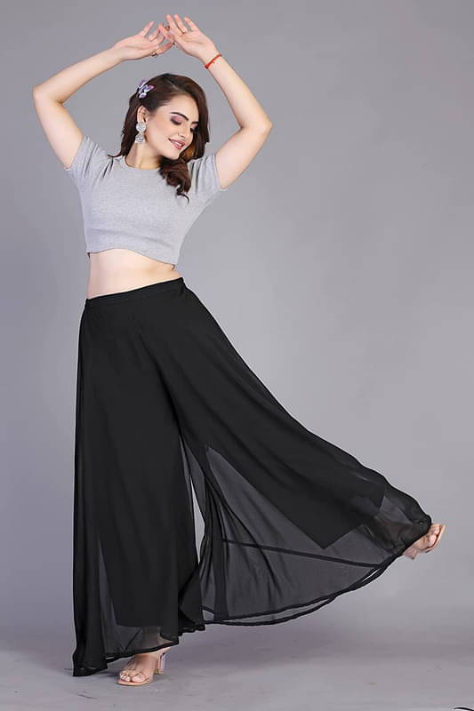 Tavisshi Women Georgette Palazzo ( Black )     			Tavisshi Women Georgette Palazzo ( Black )
