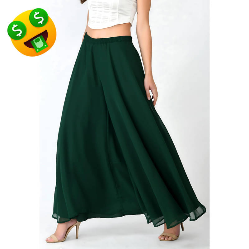 Tavisshi Women Georgette Palazzo ( Green ) Tavisshi Women Georgette Palazzo ( Green )