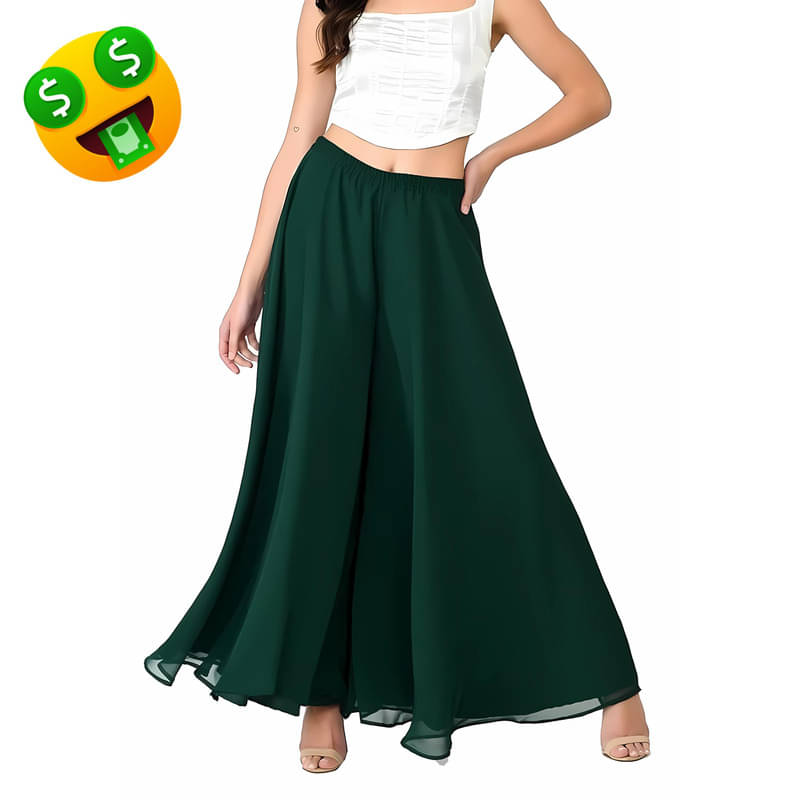 Tavisshi Women Georgette Palazzo ( Green ) Tavisshi Women Georgette Palazzo ( Green )