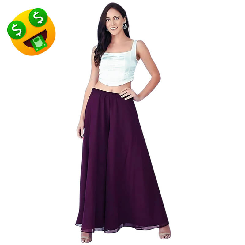 Tavisshi Women Georgette Palazzo ( Wine ) Tavisshi Women Georgette Palazzo ( Wine )