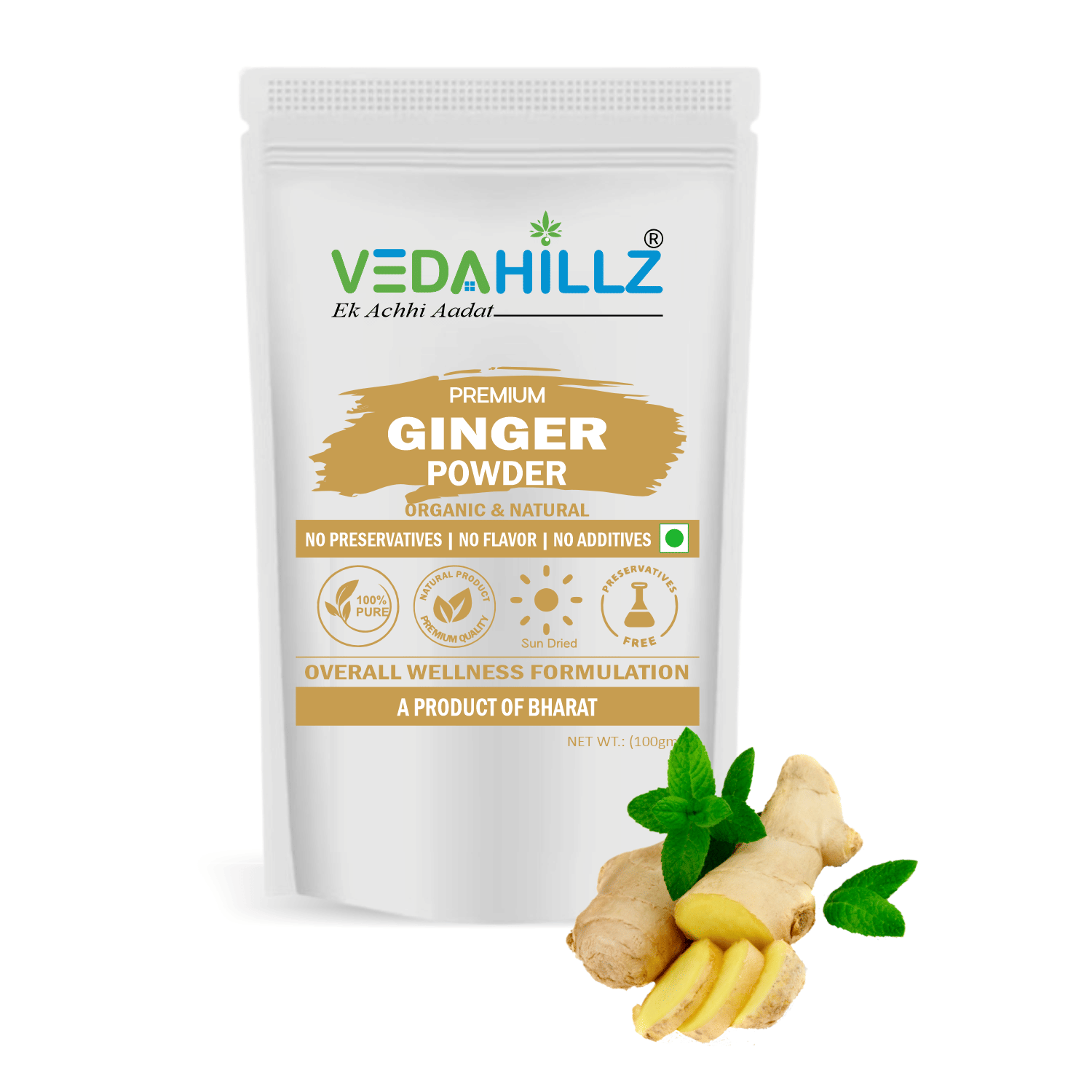     			Vedahillz Ginger Powder Sonth Powder Adrak Powder for Weight Loss Drink 100gm
