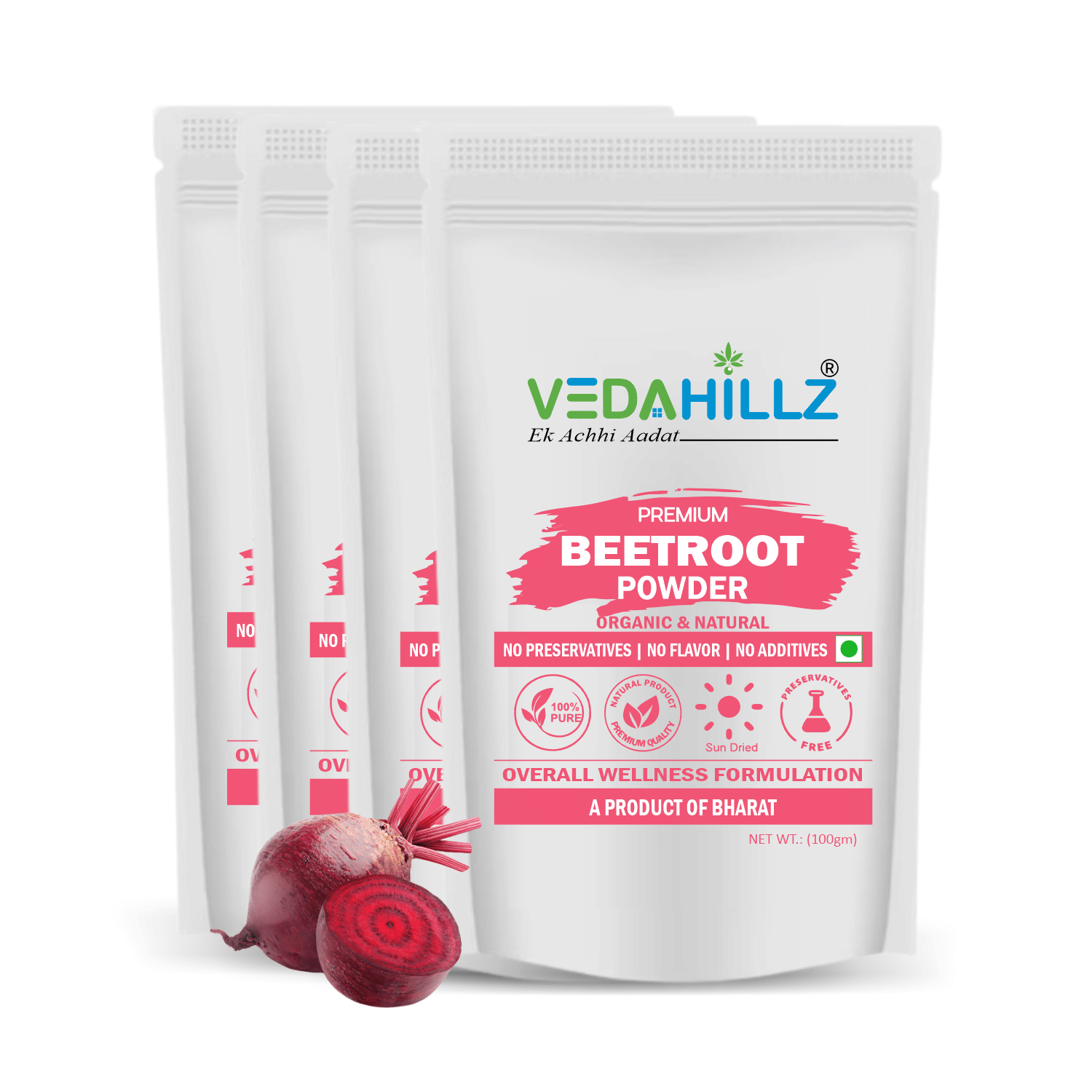 Vedahillz Beetroot Powder Fitness & Wellness Supplement for Men & Women 100gm (Pack of 4)     			Vedahillz Beetroot Powder Fitness & Wellness Supplement for Men & Women 100gm (Pack of 4)