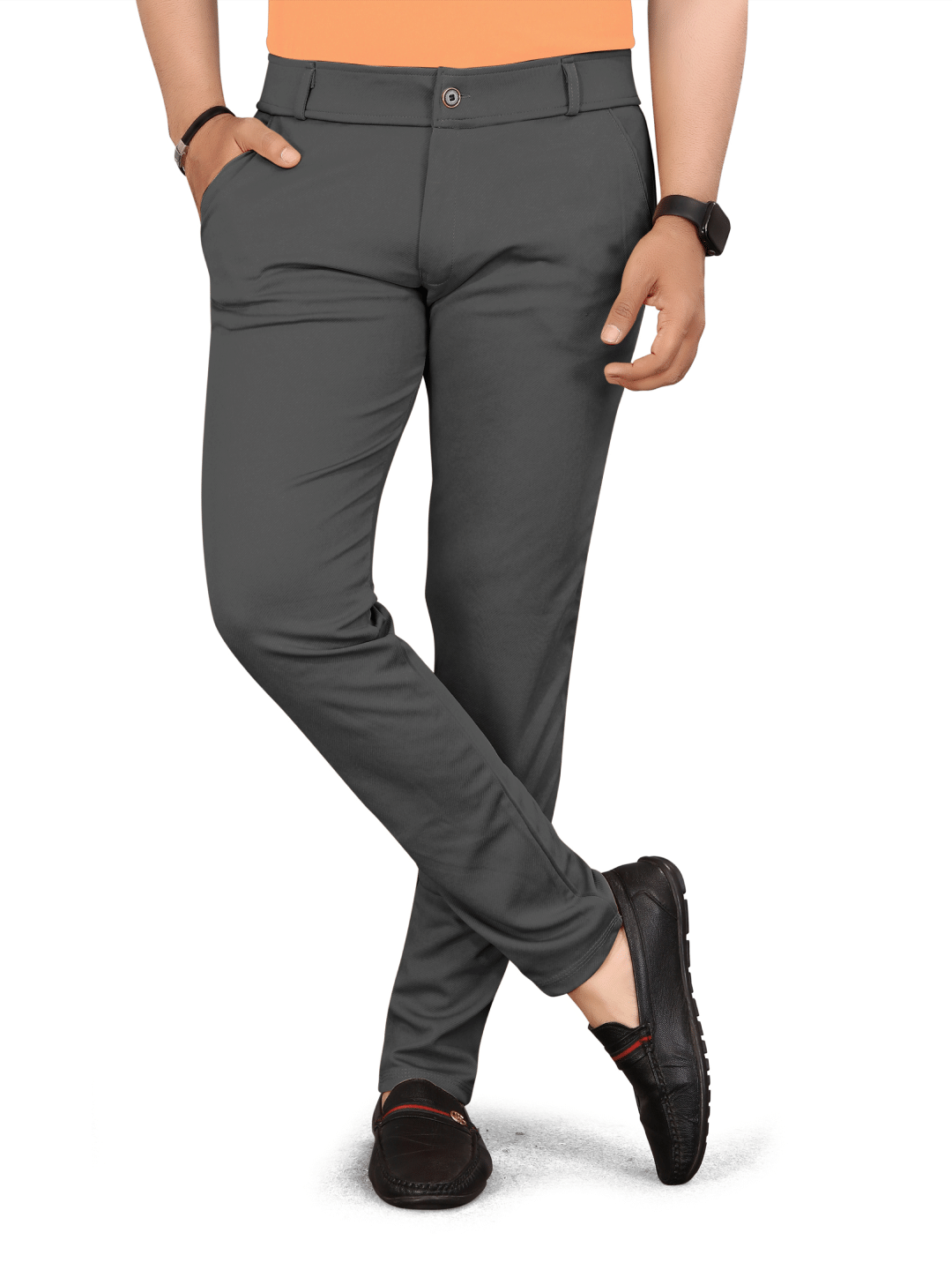     			Zonoti Regular Flat Men's Trouser - Dark Grey ( Pack of 1 )