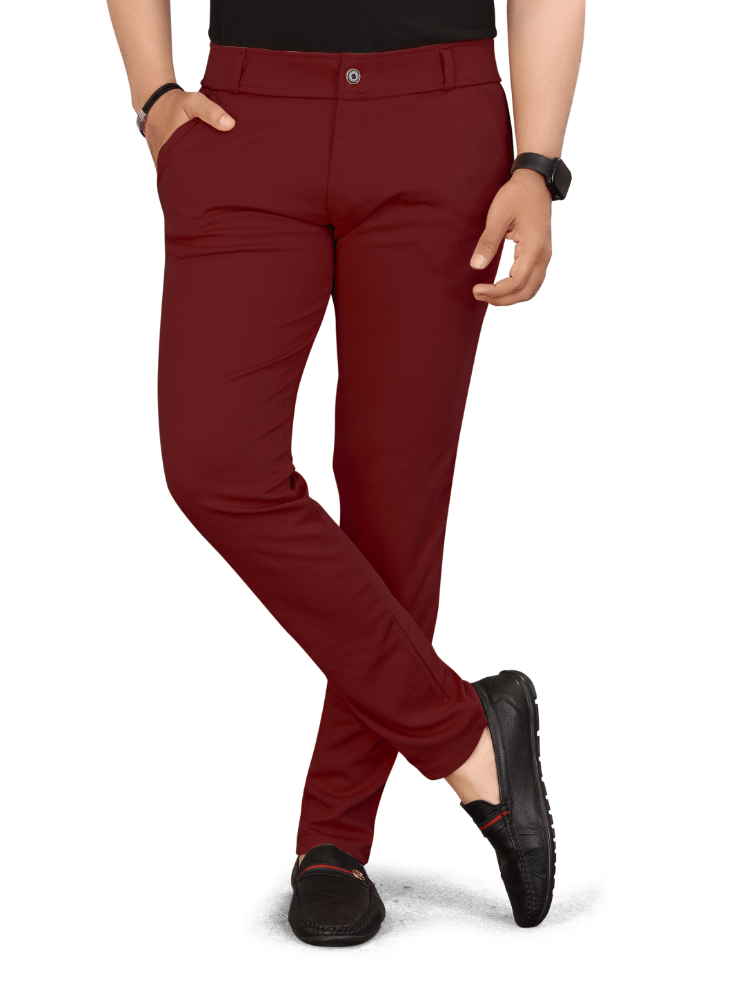     			Zonoti Regular Flat Men's Trouser - Maroon ( Pack of 1 )