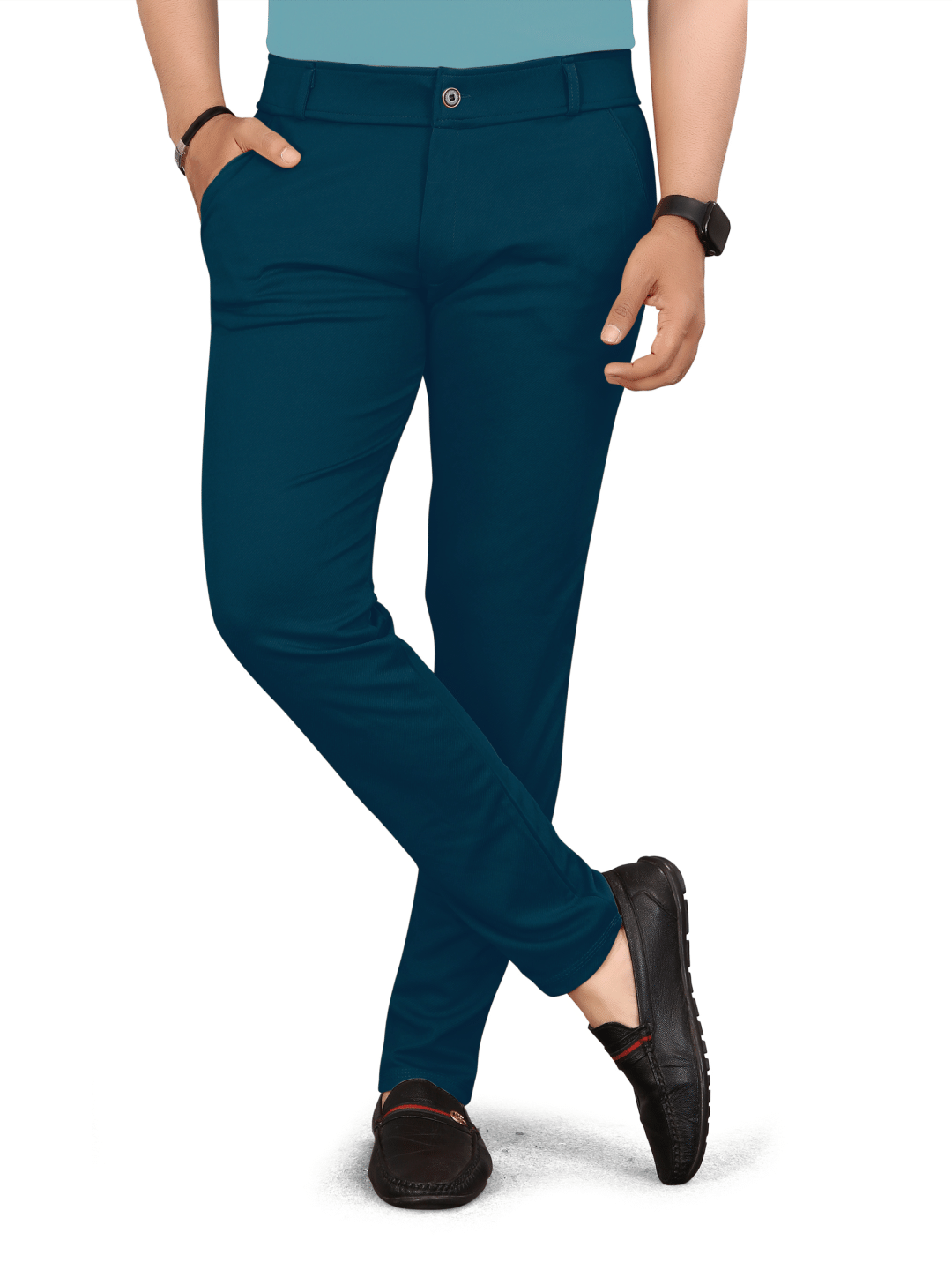     			Zonoti Regular Flat Men's Trouser - Turquoise ( Pack of 1 )