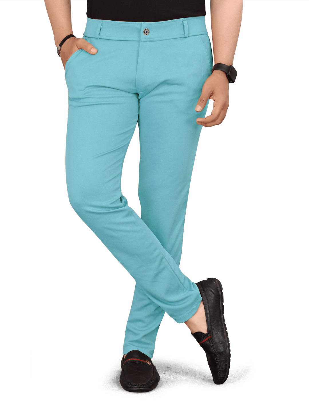     			Zonoti Regular Flat Men's Trouser - Light Blue ( Pack of 1 )