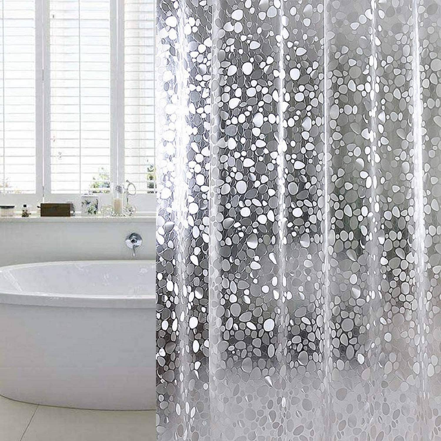 mopak decor White PVC Shower Curtain ( Set of 1 )