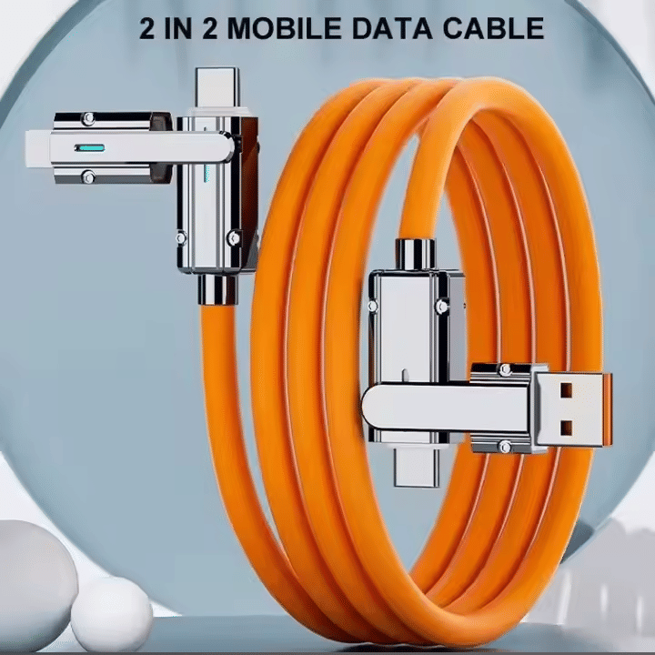     			100w Super Fast Charging Type-C Data Cable Dual Ports 4 in 1 1 Silica Gel Retractable Portable 4 in 1 Micro Usb Type C Charger Cable 2 in 2 Pd Fast Usb Cable