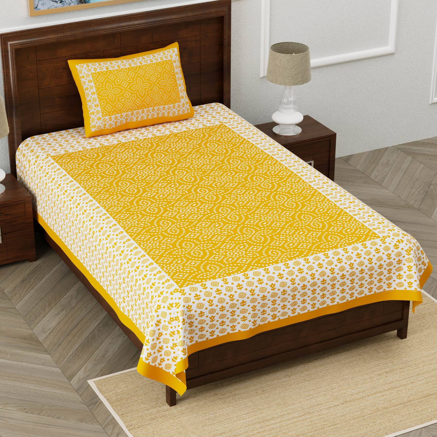 ABHACLOTHO Cotton 1 Single Bedsheet with 1 Pillow Cover ( Yellow ) ABHACLOTHO Cotton 1 Single Bedsheet with 1 Pillow Cover ( Yellow )