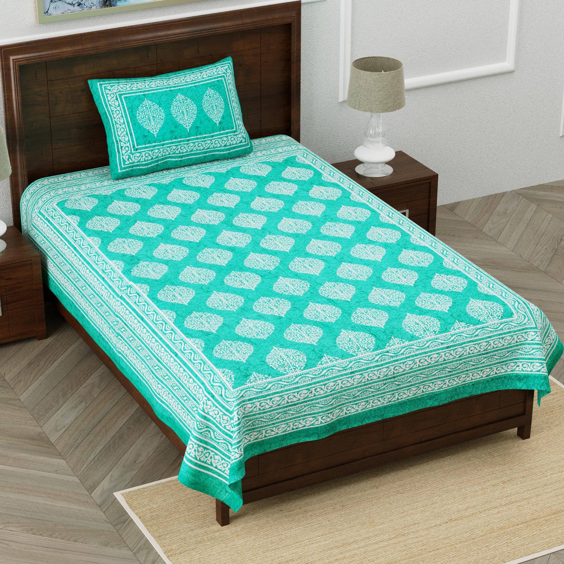 ABHACLOTHO Cotton 1 Single Bedsheet with 1 Pillow Cover ( Sky Blue ) ABHACLOTHO Cotton 1 Single Bedsheet with 1 Pillow Cover ( Sky Blue )