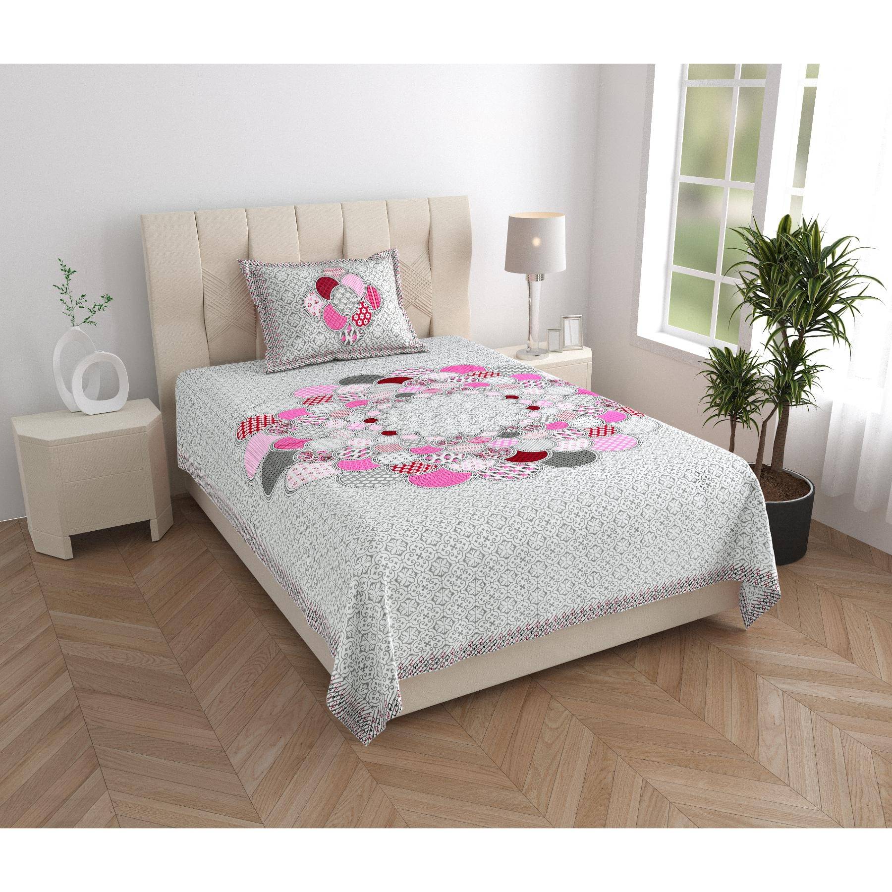 ABHACLOTHO Cotton 1 Single Bedsheet with 1 Pillow Cover ( Grey ) ABHACLOTHO Cotton 1 Single Bedsheet with 1 Pillow Cover ( Grey )