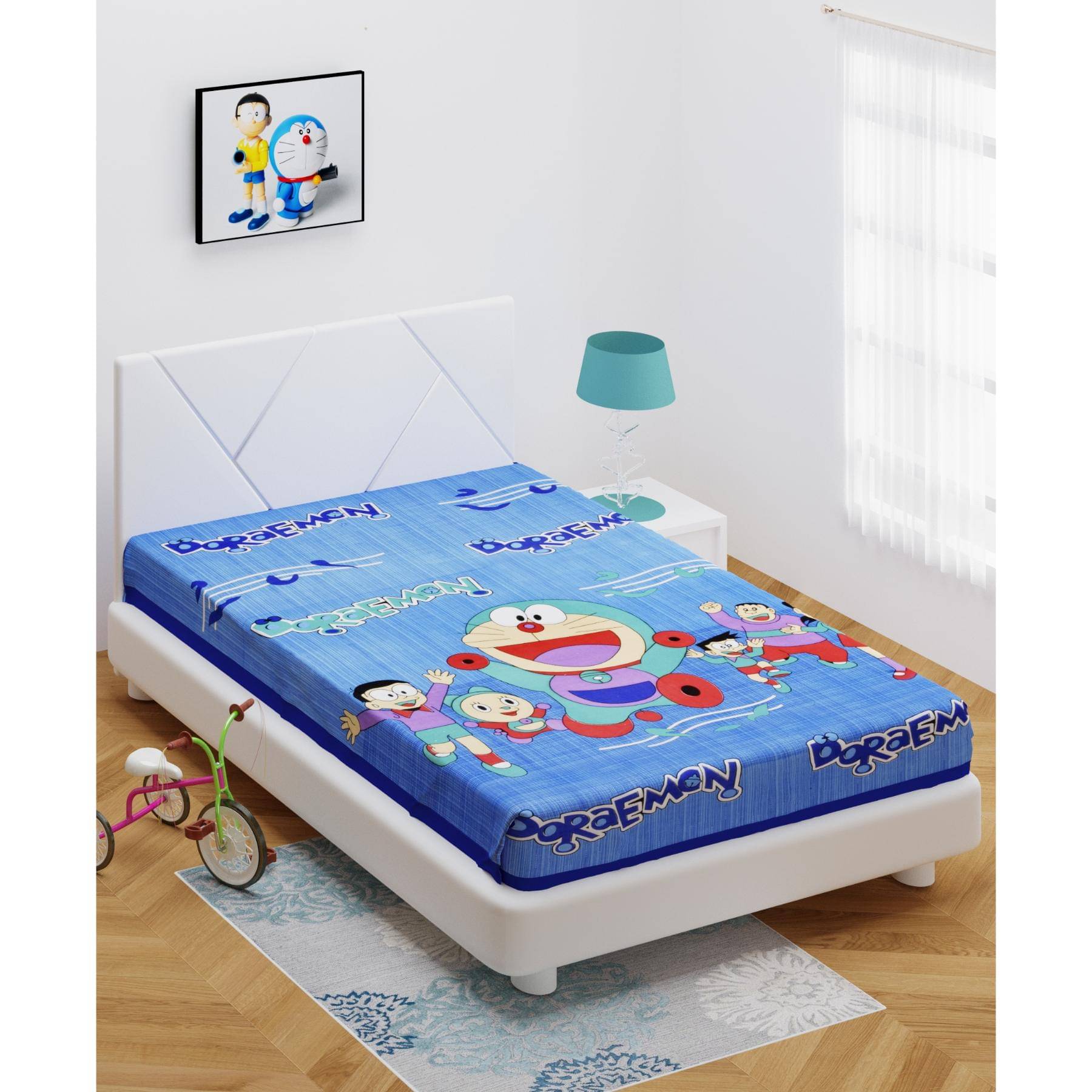 ABHACLOTHO Cotton 1 Single Bedsheet with 1 Pillow Cover ( Blue )     			ABHACLOTHO Cotton 1 Single Bedsheet with 1 Pillow Cover ( Blue )