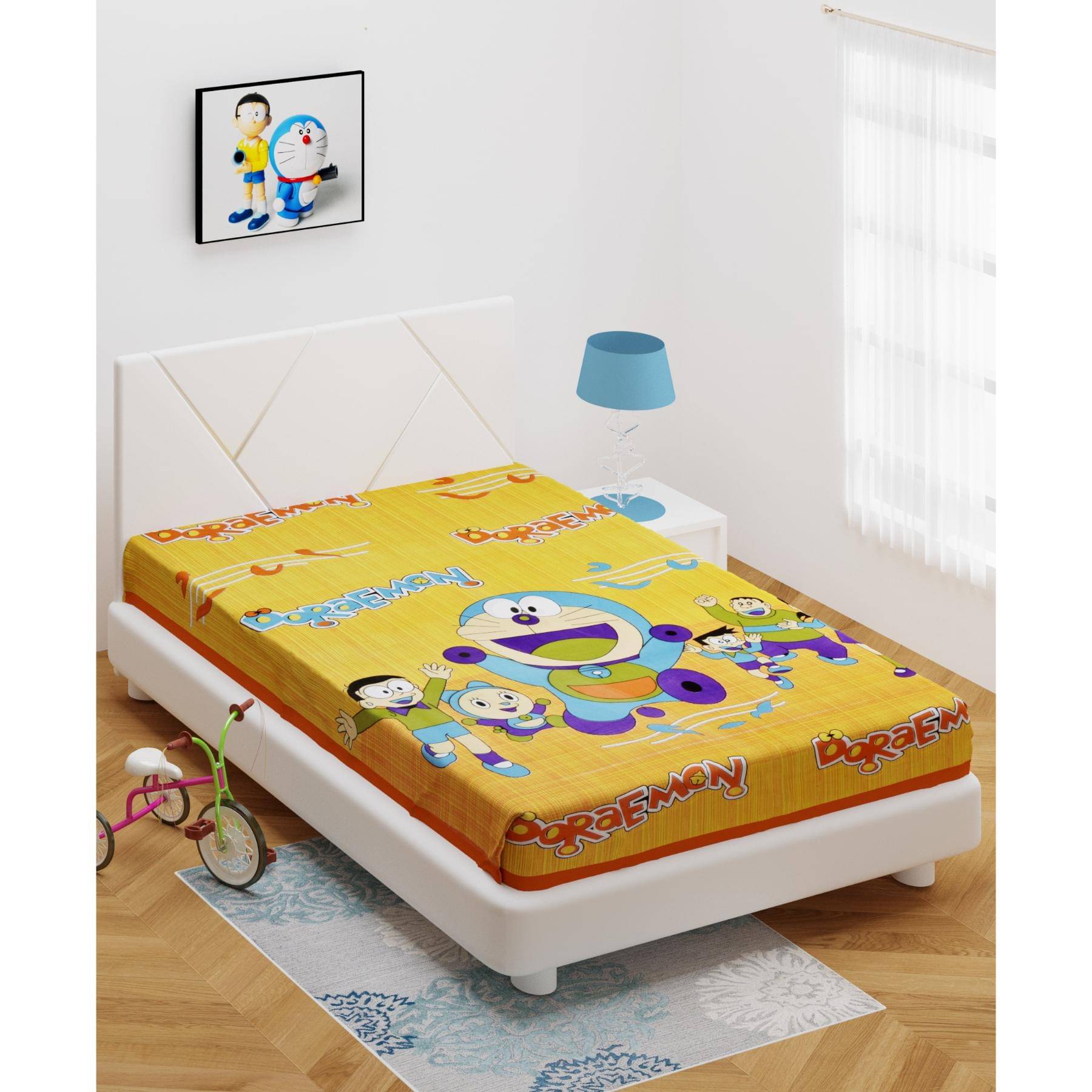     			ABHACLOTHO Cotton 1 Single Bedsheet with 1 Pillow Cover ( Yellow )