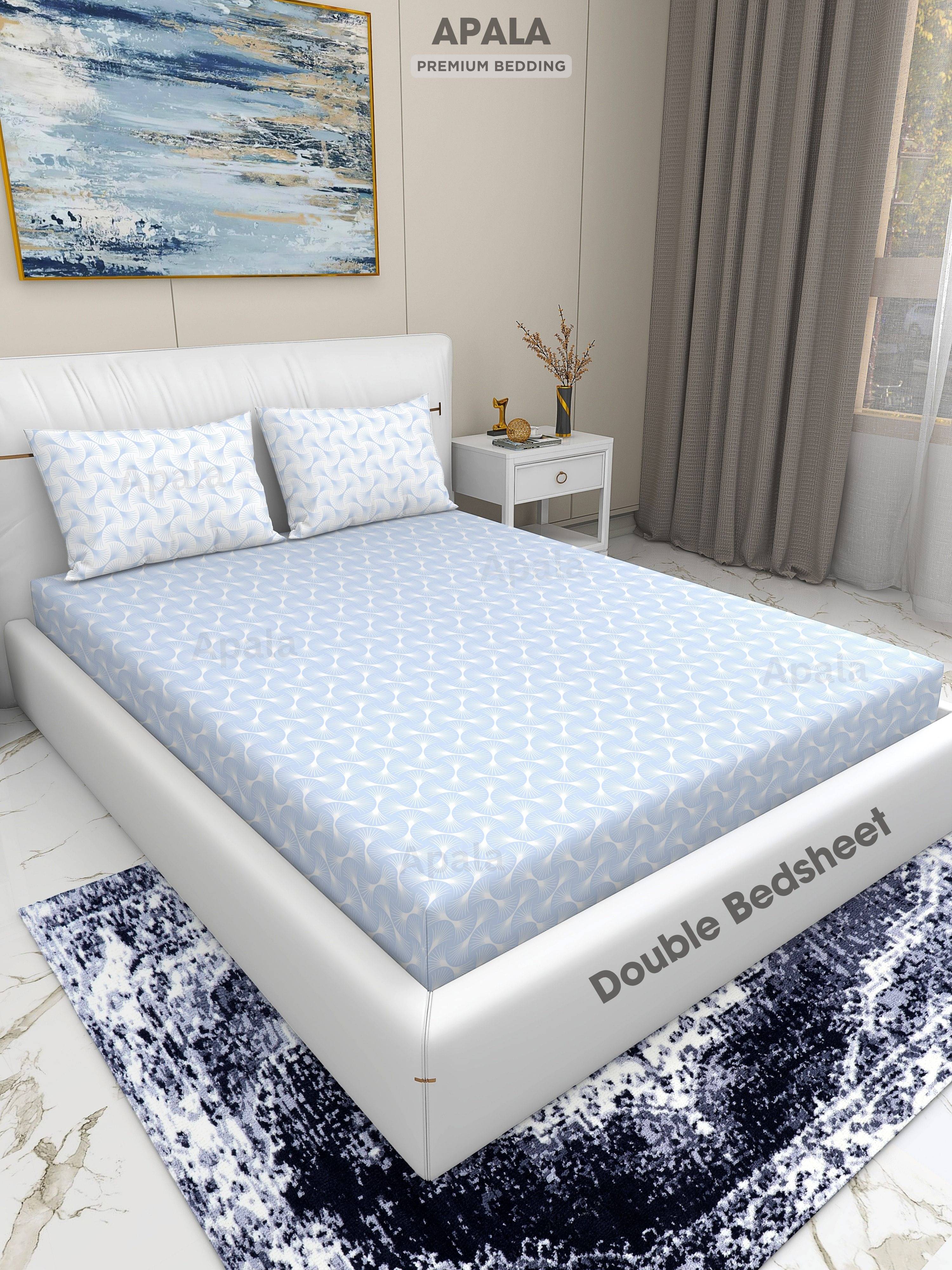     			Apala Microfiber 1 Double King Bedsheet with 2 Pillow Covers ( Light Blue )