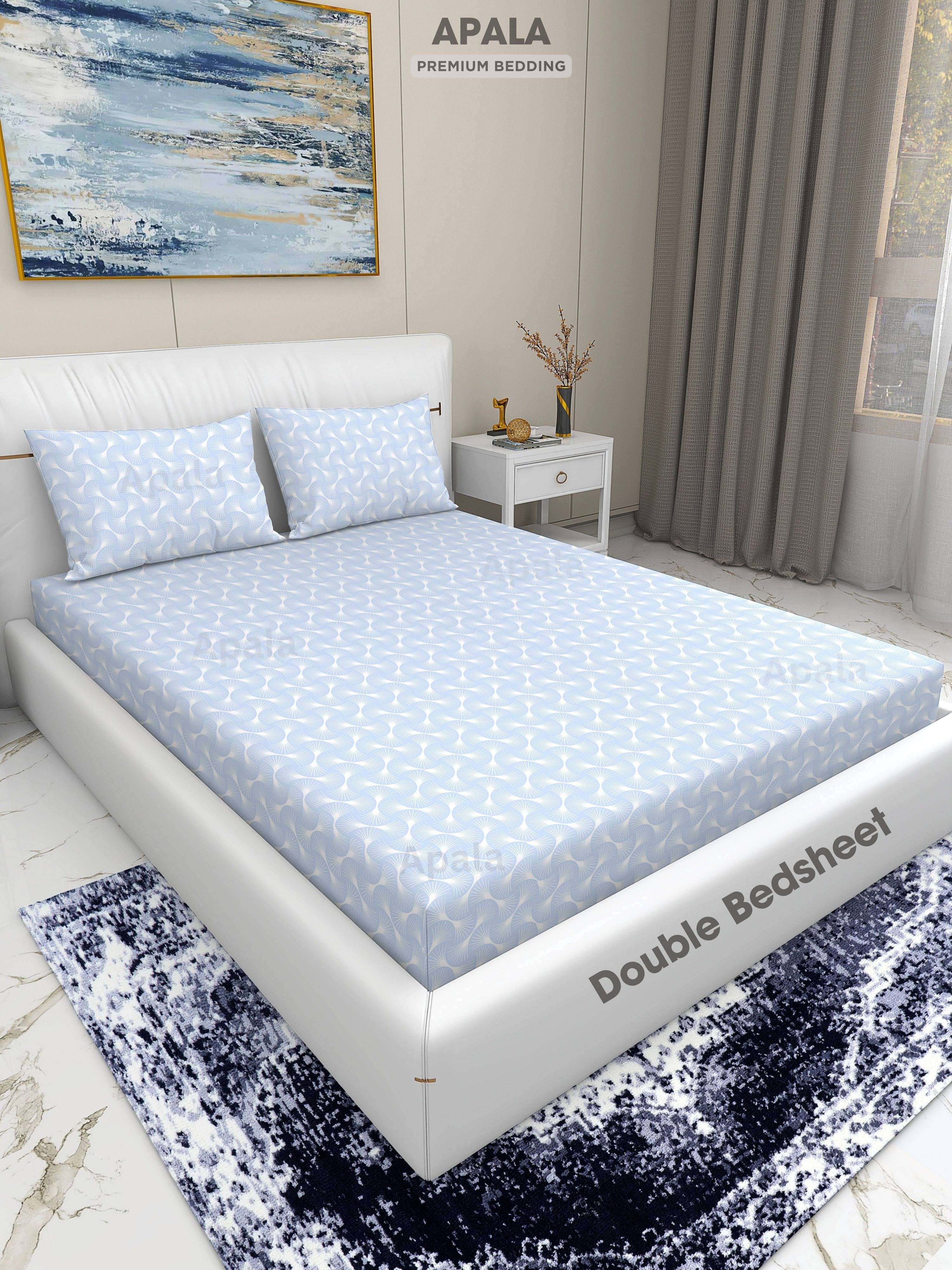     			Apala Microfiber 1 Double King Bedsheet with 2 Pillow Covers ( Blue )