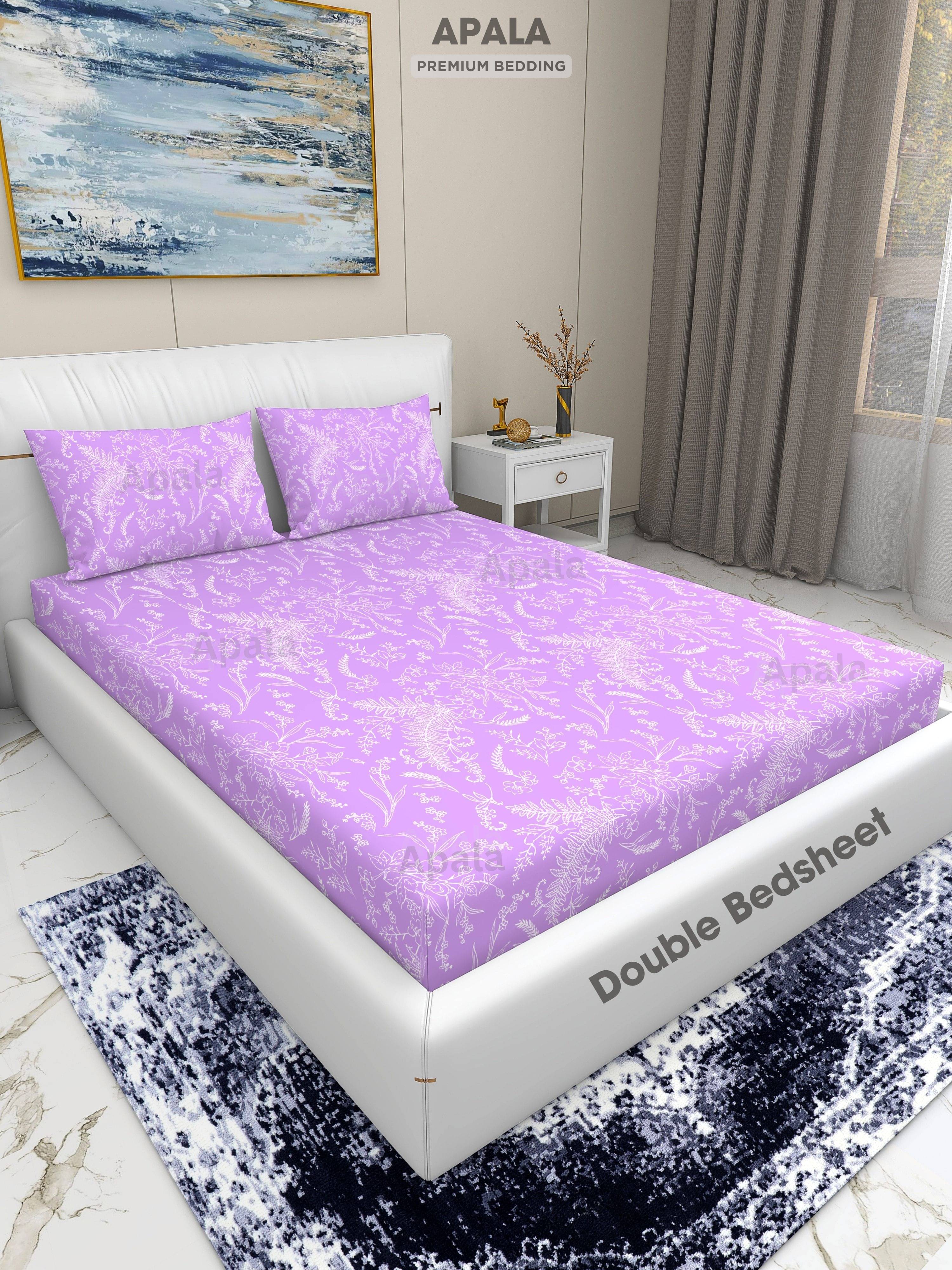     			Apala Microfiber 1 Double King Bedsheet with 2 Pillow Covers ( Purple )